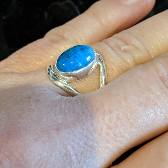 Blue Apatite 925 Silver Ring, Size 7 - Picture 3 of 6